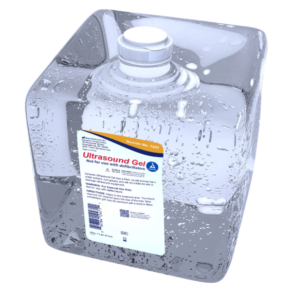 A transparent container filled with clear liquid, labeled as Sodium Hypochlorite Solution.