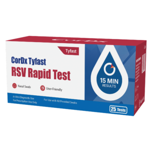 Corbix Tyfast RSV Rapid Test box for quick respiratory syncytial virus detection.