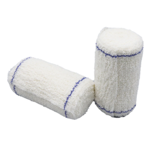 Two fluffy white paint roller covers with blue edges.
