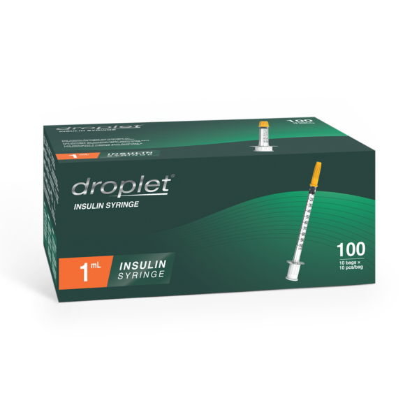 Box of Dropiet insulin pen needles with 100 units.