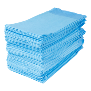 Stack of blue disposable cleaning cloths.