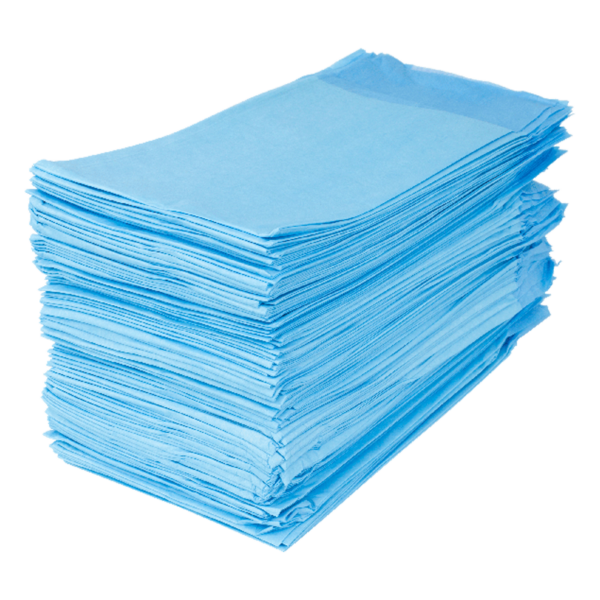 Stack of blue disposable cleaning cloths.