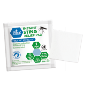 Instant sting relief pads for quick insect bite treatment.