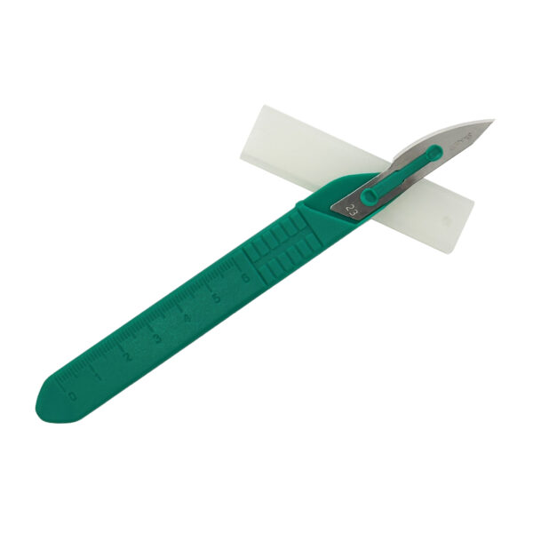 Green metallic nail file with a white nail buffer.