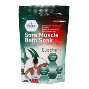Package of ProEx Sore Muscle Bath Soak with eucalyptus.