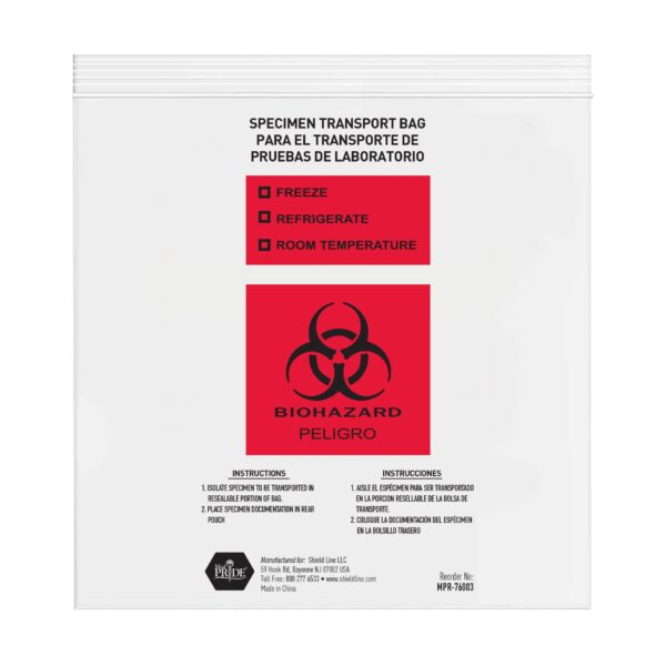 Biohazard warning label on a transport box for infectious substances.