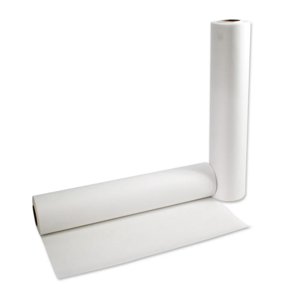 Two rolls of white plastic or vinyl sheeting on a white background.