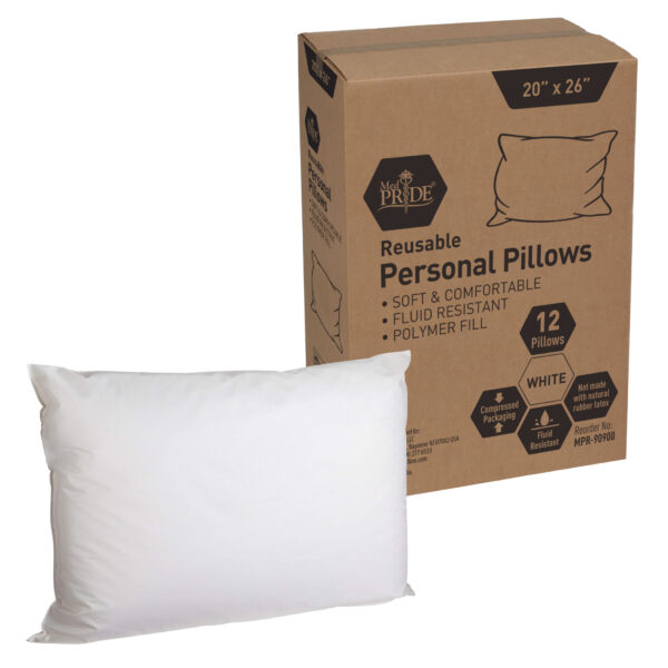 White personal pillow with brown packaging box.