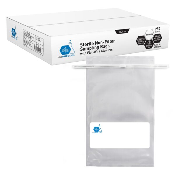 Plastic resealable sampling bags with a white label for identification.