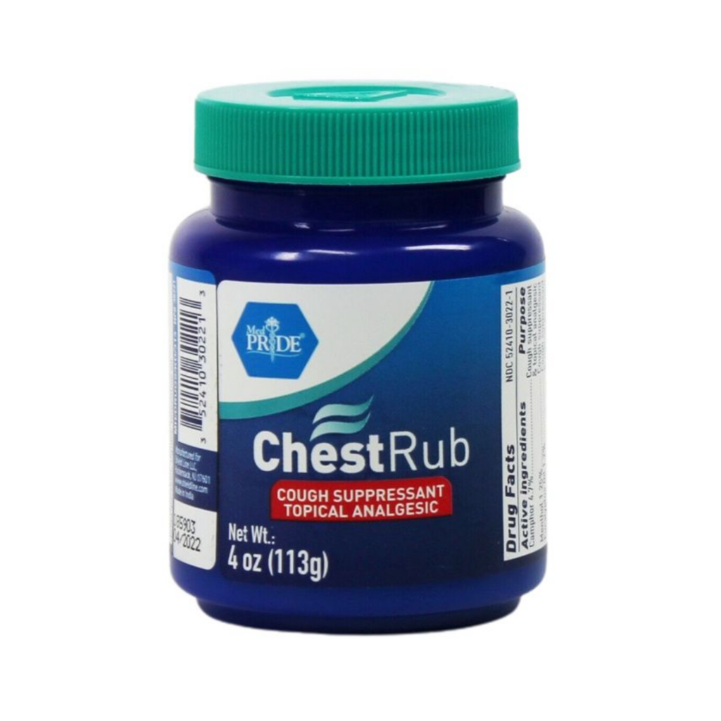 A jar of Miox ChestRub with a teal lid against a white background.