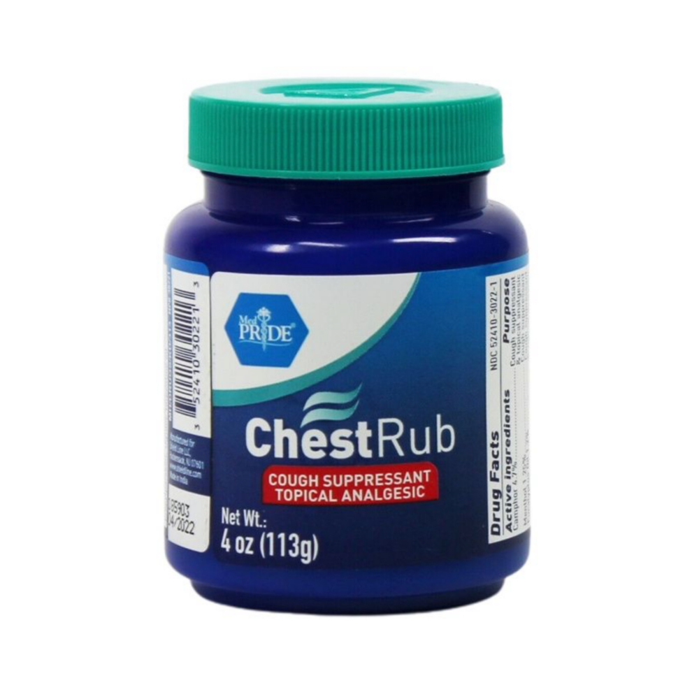 A jar of Miox ChestRub with a teal lid against a white background.