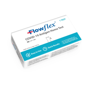 Flowflex COVID-19 Antigen Home Test kit box.