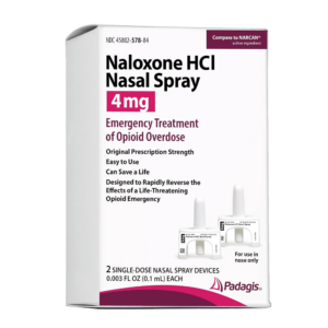 Naloxone HCl nasal spray for emergency opioid overdose treatment.
