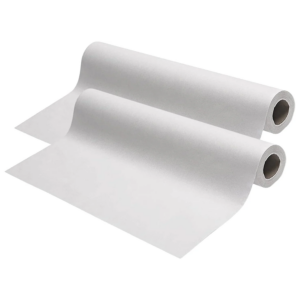 Two rolls of white paper on a white background.