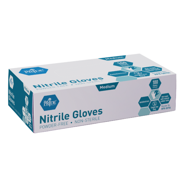 Box of blue nitrile gloves for protection and hygiene.
