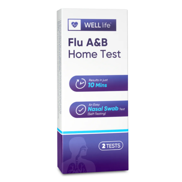 WELL life Flu A&B Home Test kit for quick flu detection.