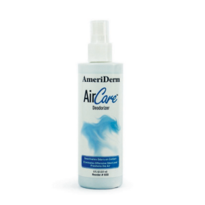AmeriDerm AirCare Sanitizer spray bottle with blue and white label.