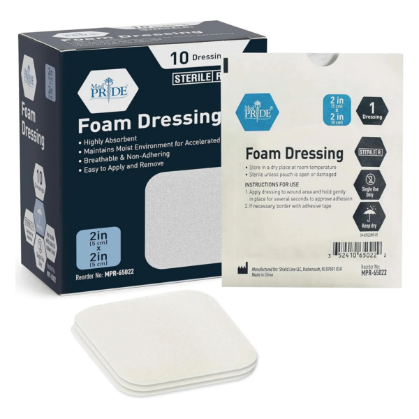 MedPride Foam Dressing – 2” x 2” Sterile