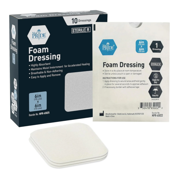 MedPride Foam Dressing – 6” x 6” Sterile
