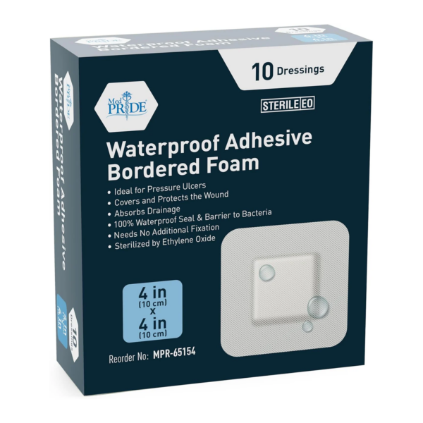 MedPride Waterproof Adhesive Bordered Foam Dressing – 4” x 4”