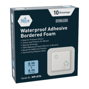 MedPride Waterproof Adhesive Bordered Foam Dressing – 6” x 6”
