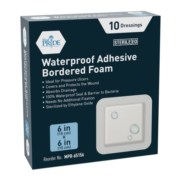 MedPride Waterproof Adhesive Bordered Foam Dressing – 6” x 6”