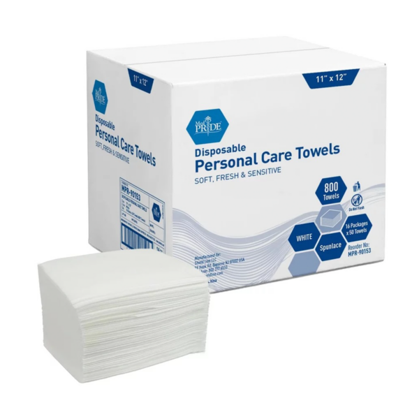 MedPride Dry Washcloths – Spunlace 11” x 12” Qtr Fold