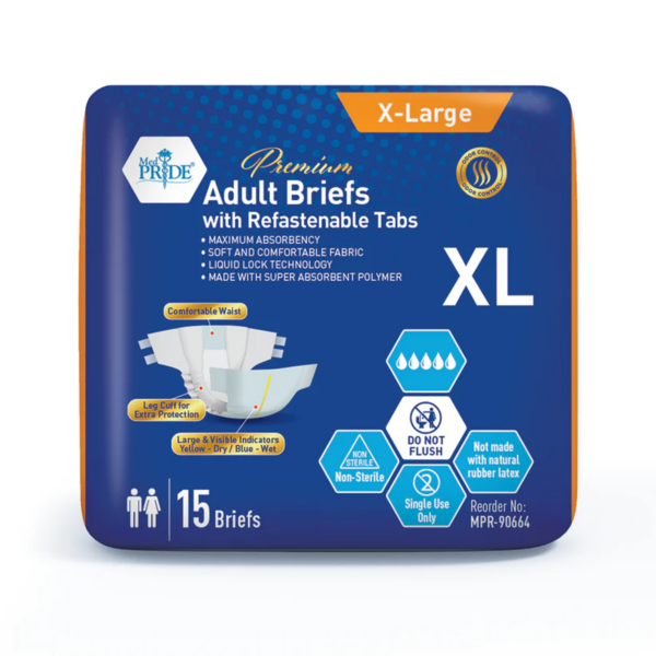 MedPride Premium Adult Briefs with Refastenable Tabs – X-Large