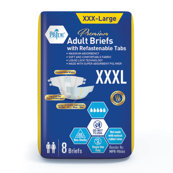 MedPride Premium Adult Briefs with Refastenable Tabs – XXX-Large