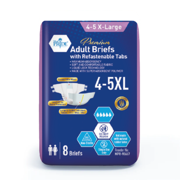 MedPride Premium Adult Briefs with Refastenable Tabs – 4–5X-Large