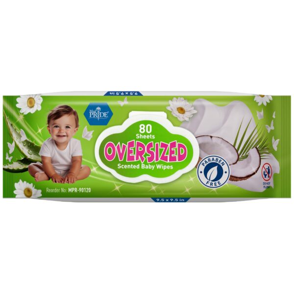 MedPride Oversized Baby Wipes – 9.5” x 9.5” Scented
