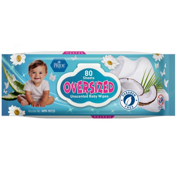 MedPride Oversized Baby Wipes – 9.5” x 9.5” Unscented